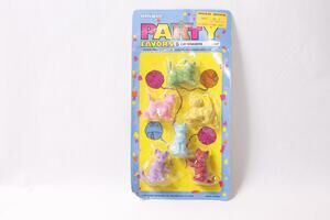 1989 Unique Party Favors 6 Cat Erasers Colorful Kittens PVC Figures ~